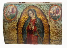 Our Lady of Guadalupe Retablos – Rosary Box (6″ x 4.25″ x 4″)